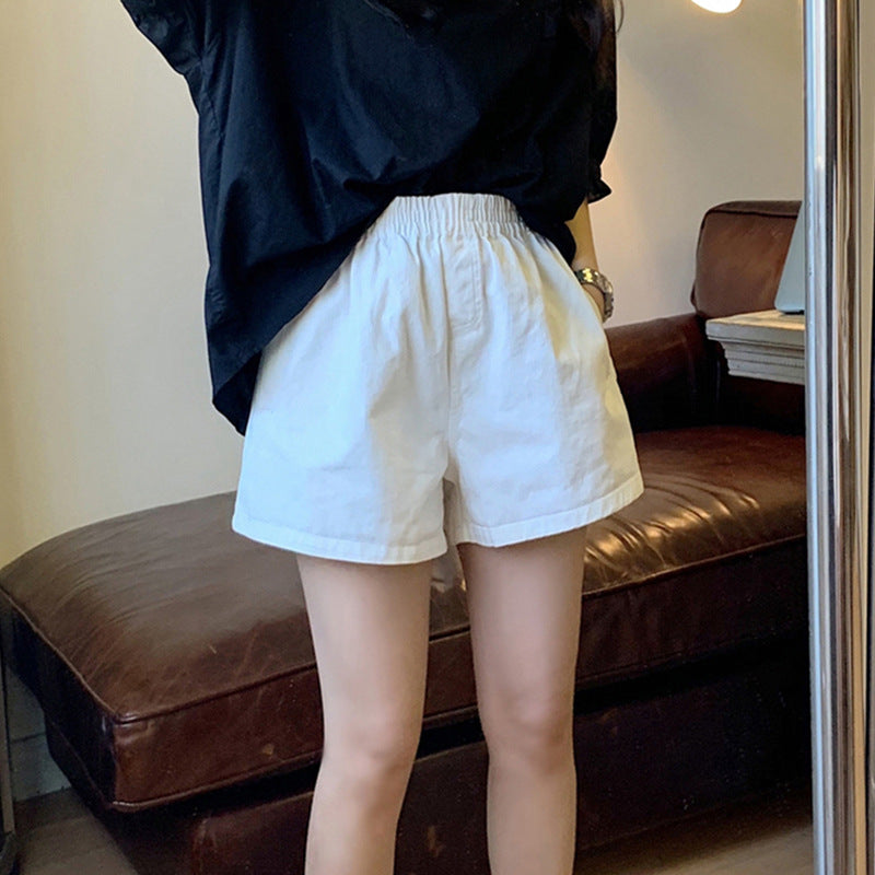 Women's High-Waist Cotton Wide-Leg Casual Shorts