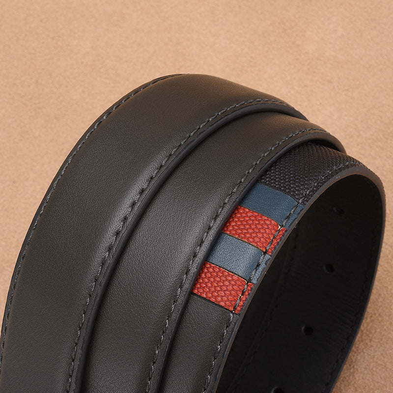 Men's Embossed PU Leather Belt with Perforated Casual Design