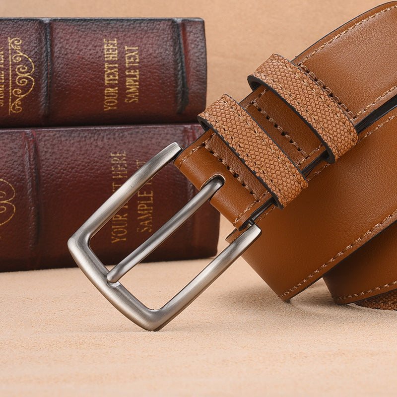 Men's PU Leather Belt with Retro Pin Buckle Design