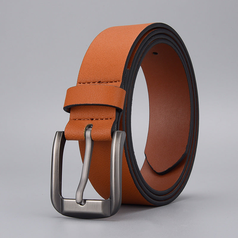 Men's Perforated Leather Belt with Classic Pin Buckle Design