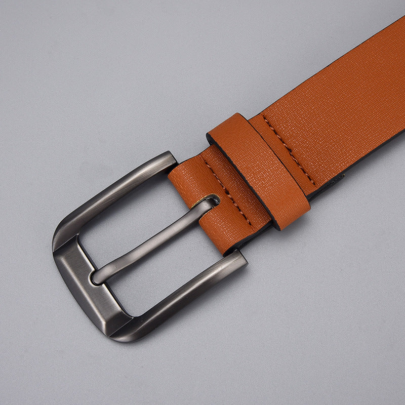 Men's Perforated Leather Belt with Classic Pin Buckle Design
