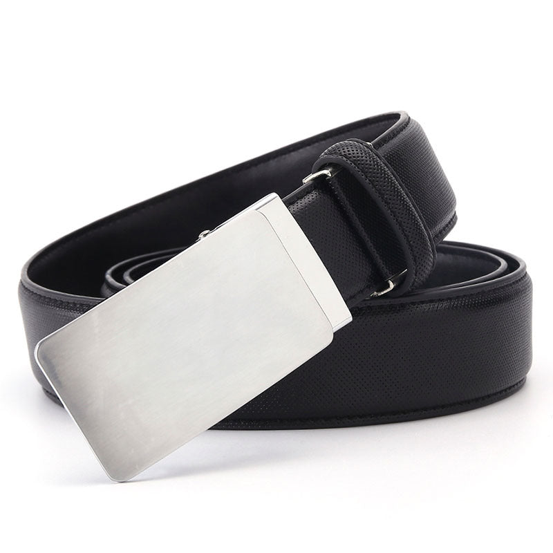 Men's Genuine Leather Business Belt with Automatic Buckle Design