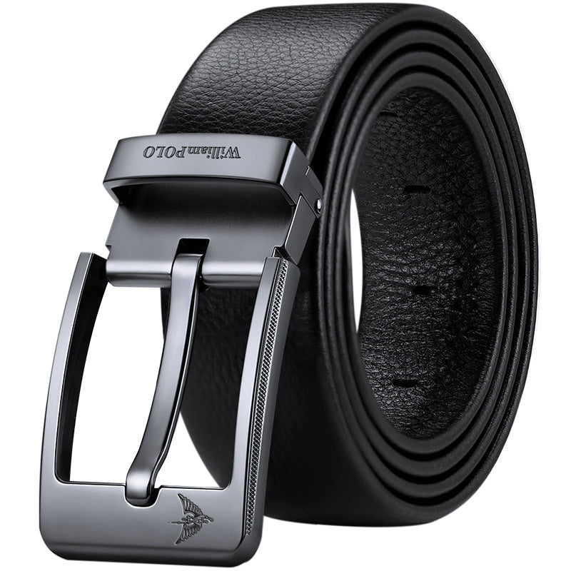 Men's Genuine Leather Belt with Alloy Pin Buckle Design