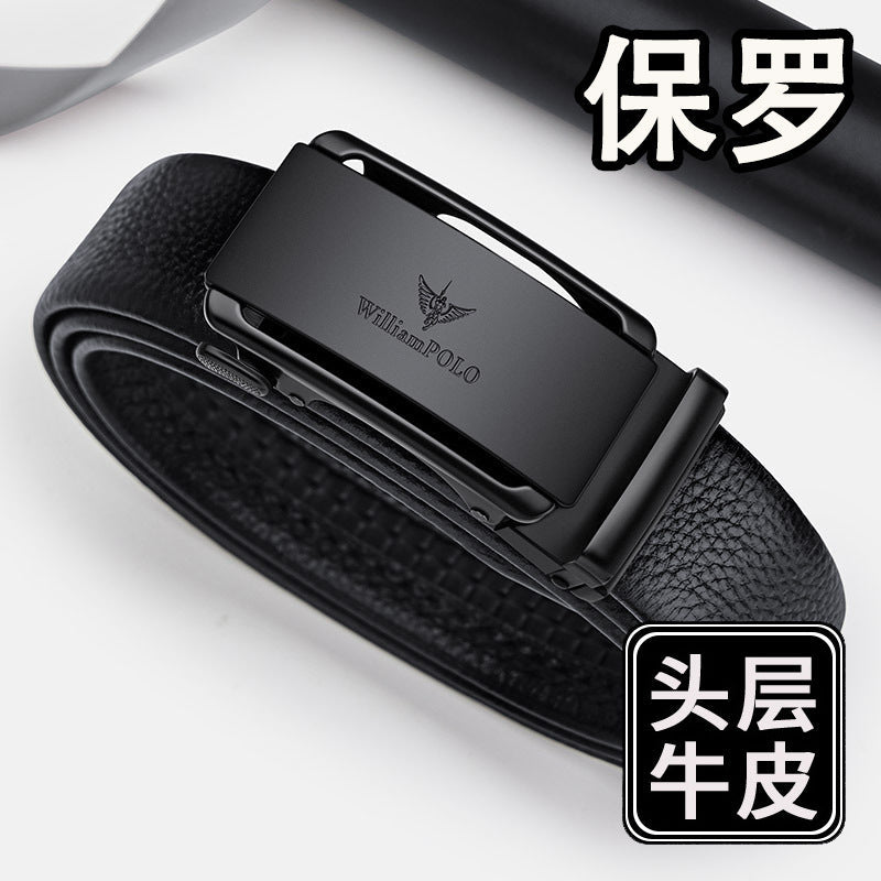 Men's Genuine Leather Cowhide Belt with Automatic Buckle Design