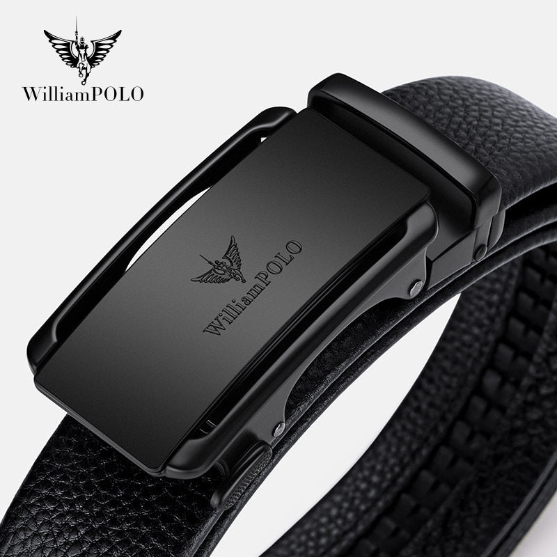 Men's Genuine Leather Cowhide Belt with Automatic Buckle Design