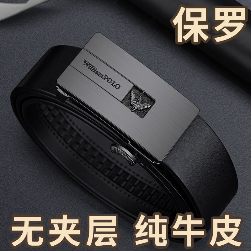 Men's Genuine Leather Belt with High-End Alloy Buckle Design