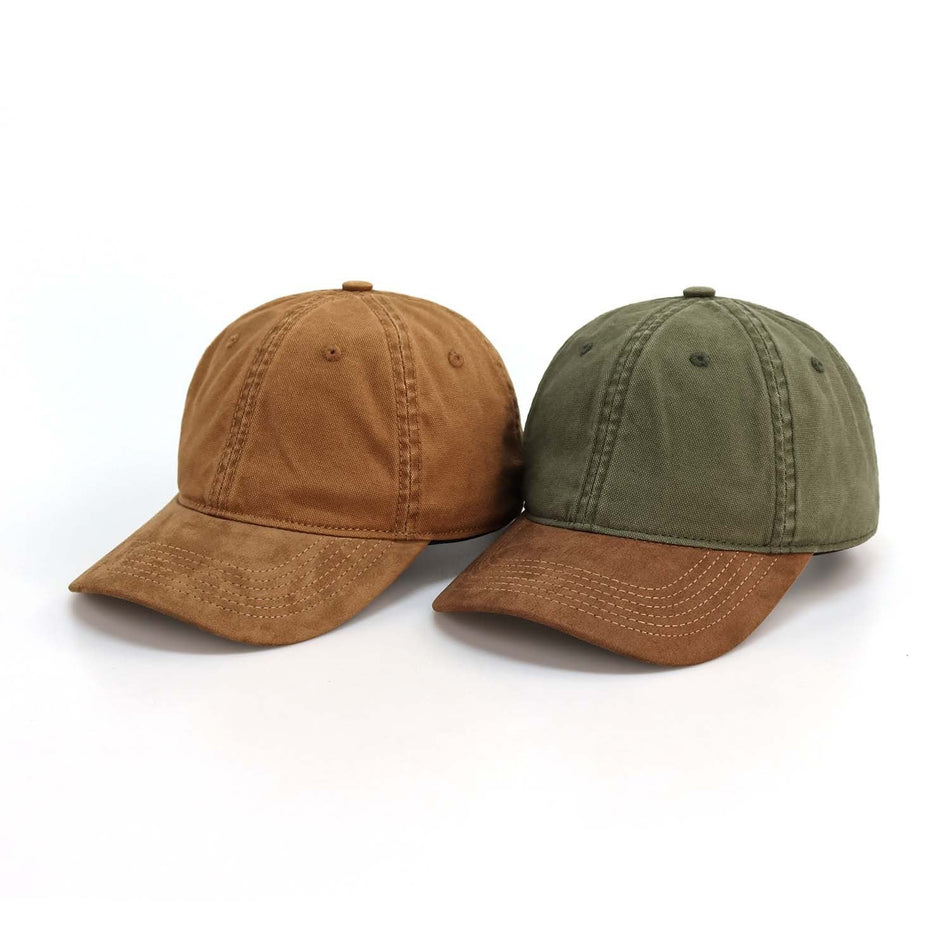 Japanese Suede Patchwork Canvas Baseball Cap