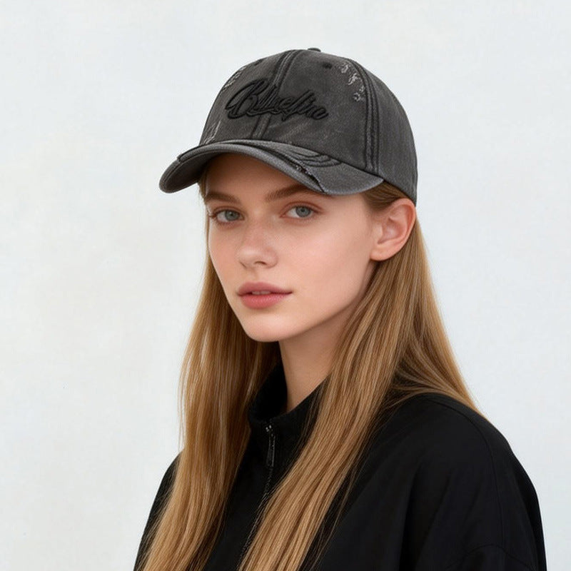 Women's Washed Cotton Vintage Embroidered Baseball Cap