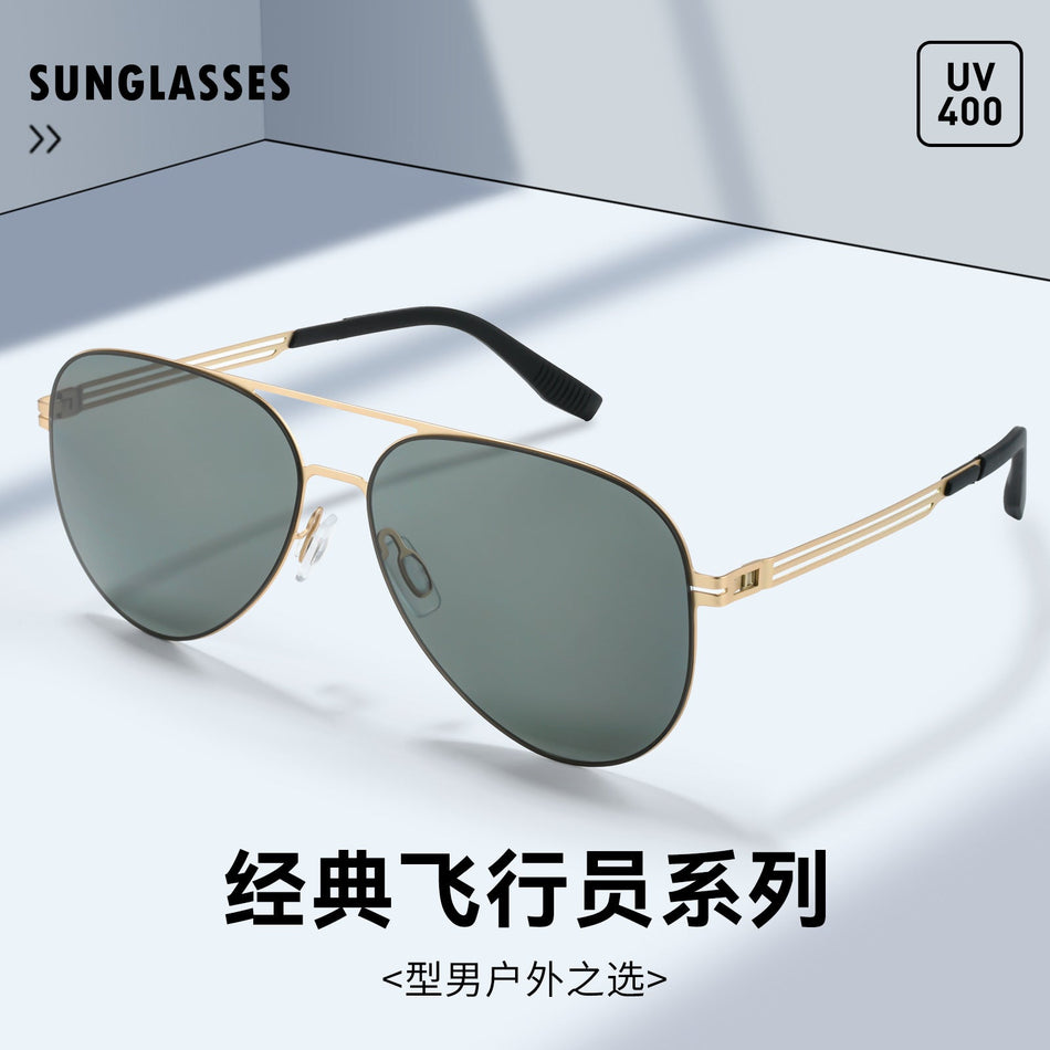 Retro Double-Bridge Aviator Sunglasses with UV Protection