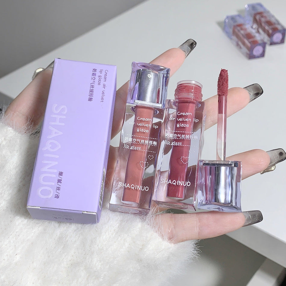 SHAQINUO Velvet Lip Glaze Matte Soft Mist Lip Mud
