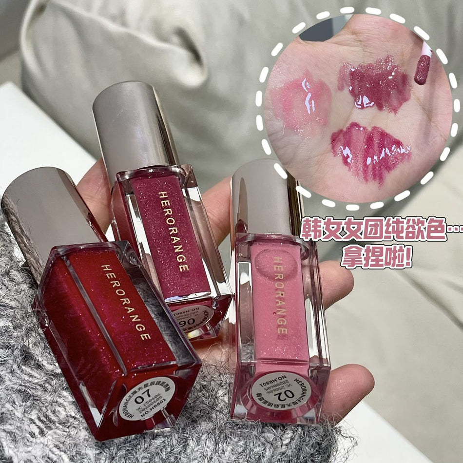 Herorange Mirror Lip Gloss Transparent Shimmer Glass Finish Glow