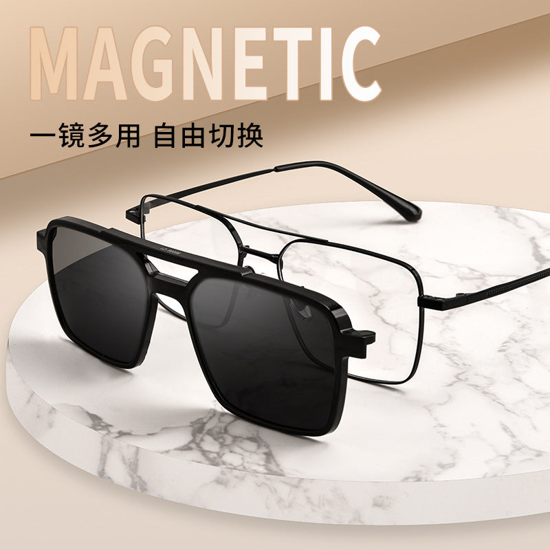 Baishifen 86006TH Titanium Frame Dual-Purpose Aviator Sunglasses