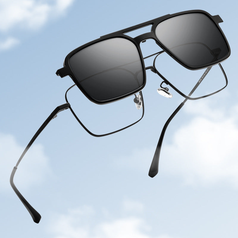 Baishifen 86006TH Titanium Frame Dual-Purpose Aviator Sunglasses