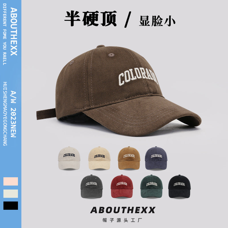 Unisex Sanding Texture Embroidered Baseball Sun Cap