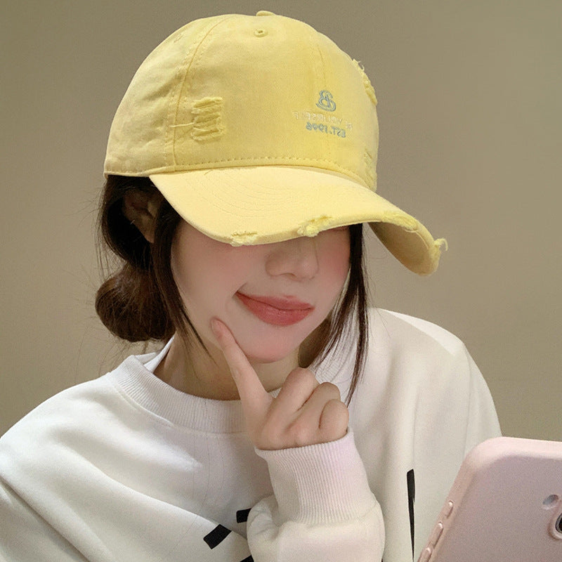 Women's Cotton Letter Embroidered Soft Top Baseball Cap