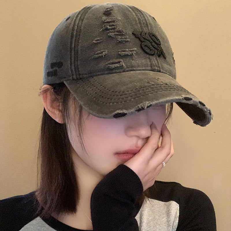 Women's Washed Cotton Vintage Distressed Baseball Cap