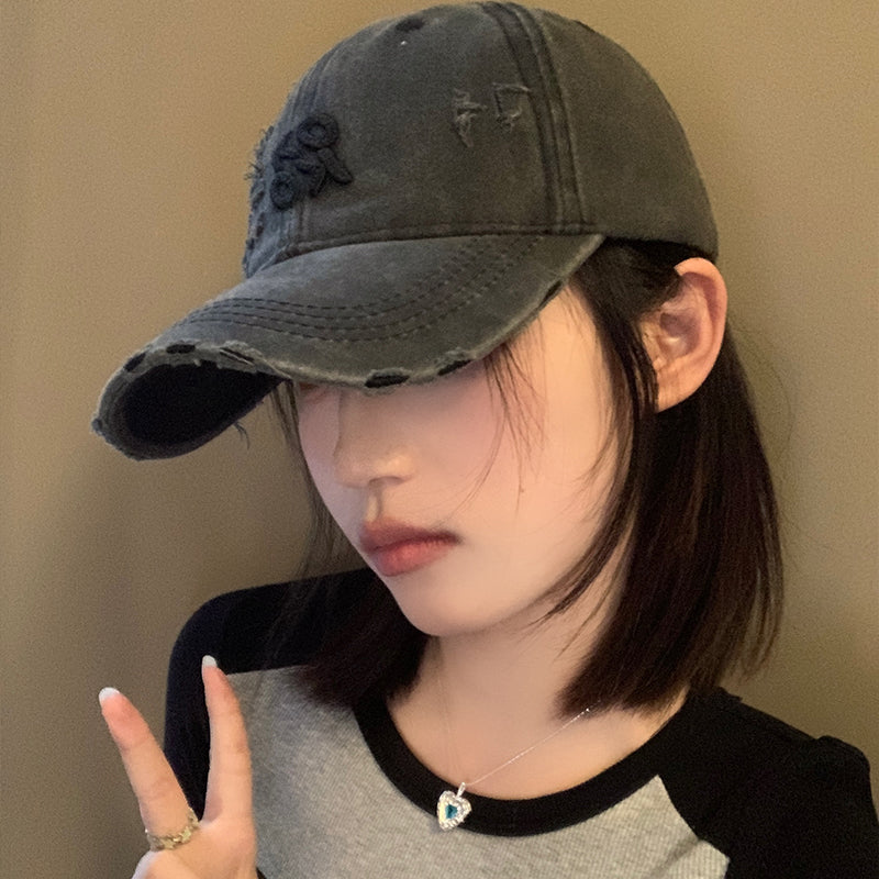 Women's Washed Cotton Vintage Distressed Baseball Cap