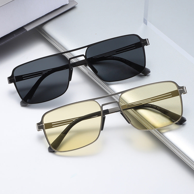 Men's Nylon Square Frame Sunglasses with Driving Lens Design