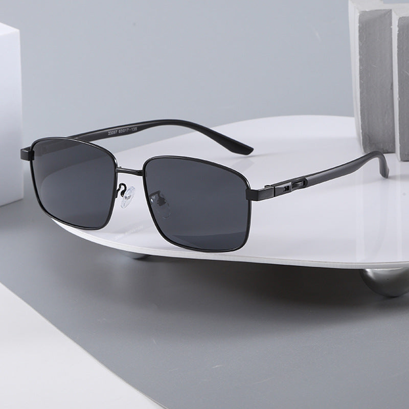 Men's Small Frame Square Polarized Sunglasses with UV Protection