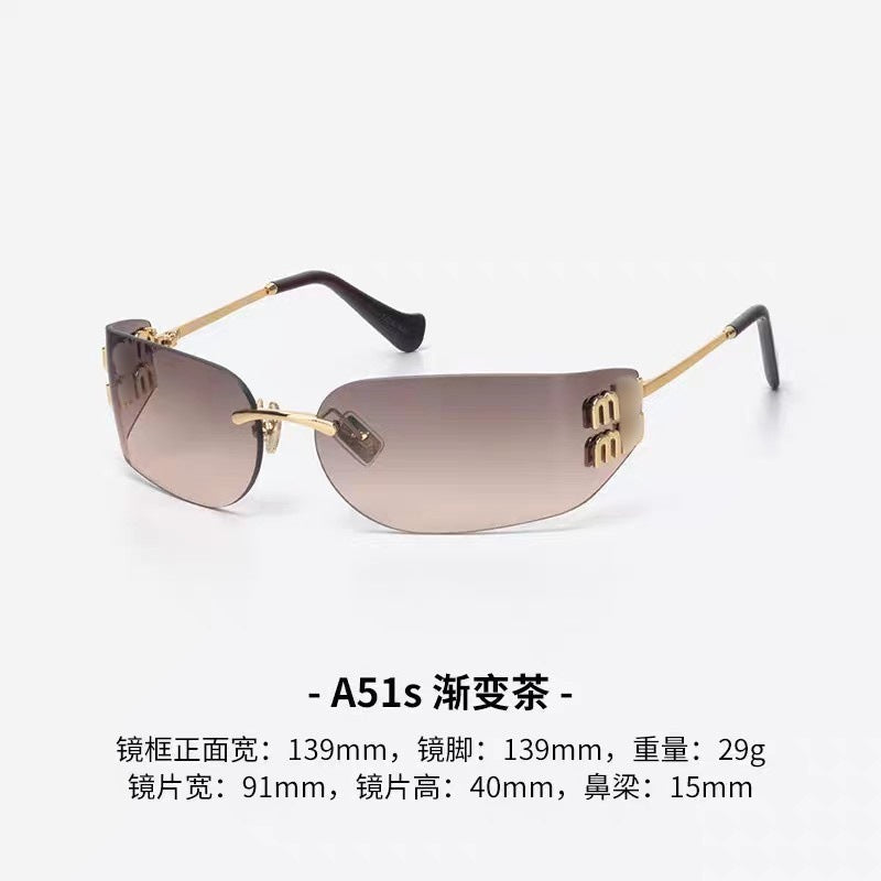 Women's Rimless Oval UV400 Fashion Sunglasses