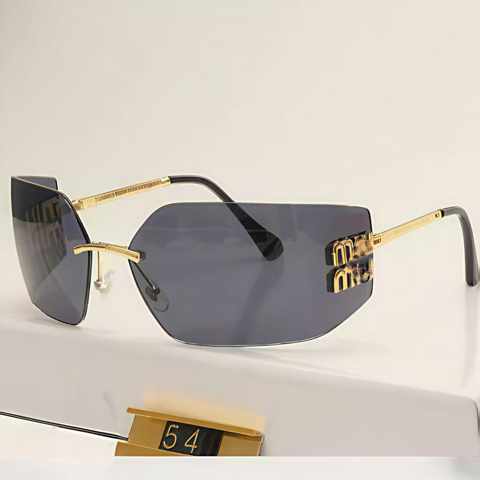 Rimless Square Sunglasses for Women with UV400 Protection