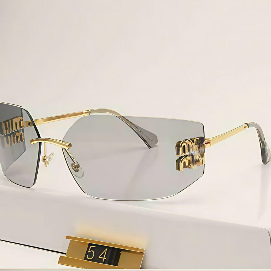 Rimless Square Sunglasses for Women with UV400 Protection