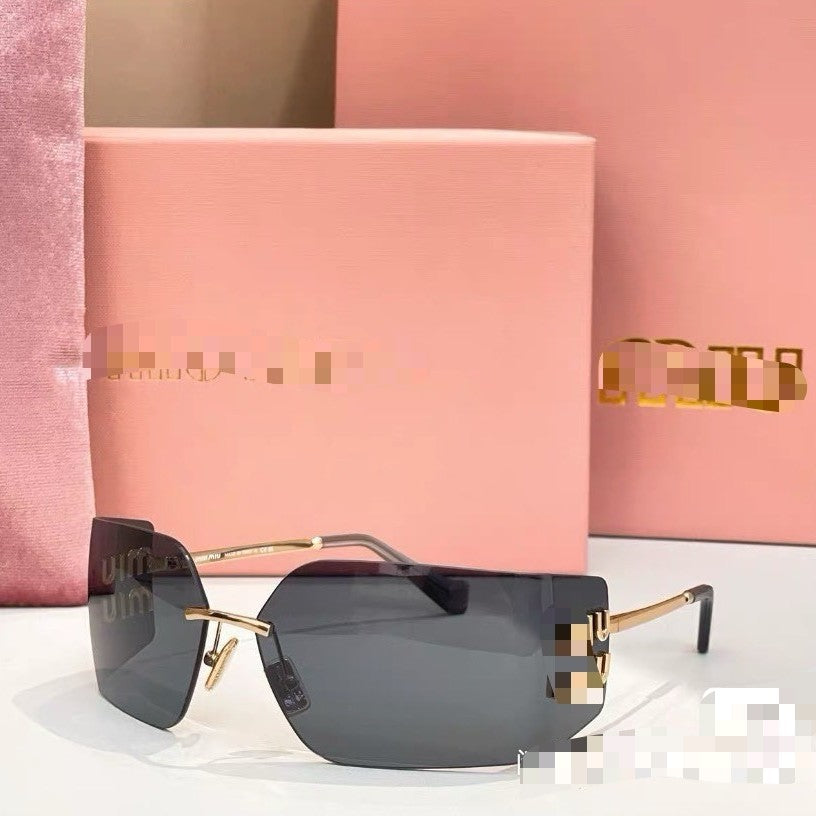 Frameless Oversized Sunglasses for Women with UV400 Protection