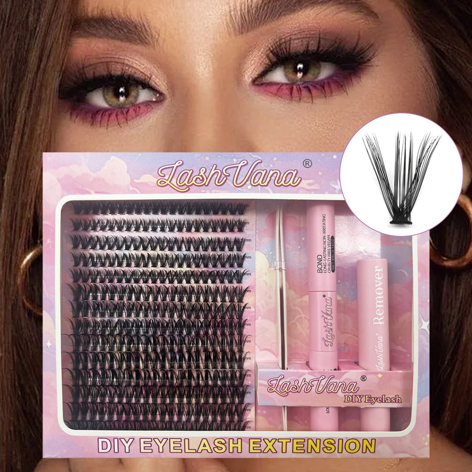 Segmented Single-Cluster False Eyelash Self-Grafting Set