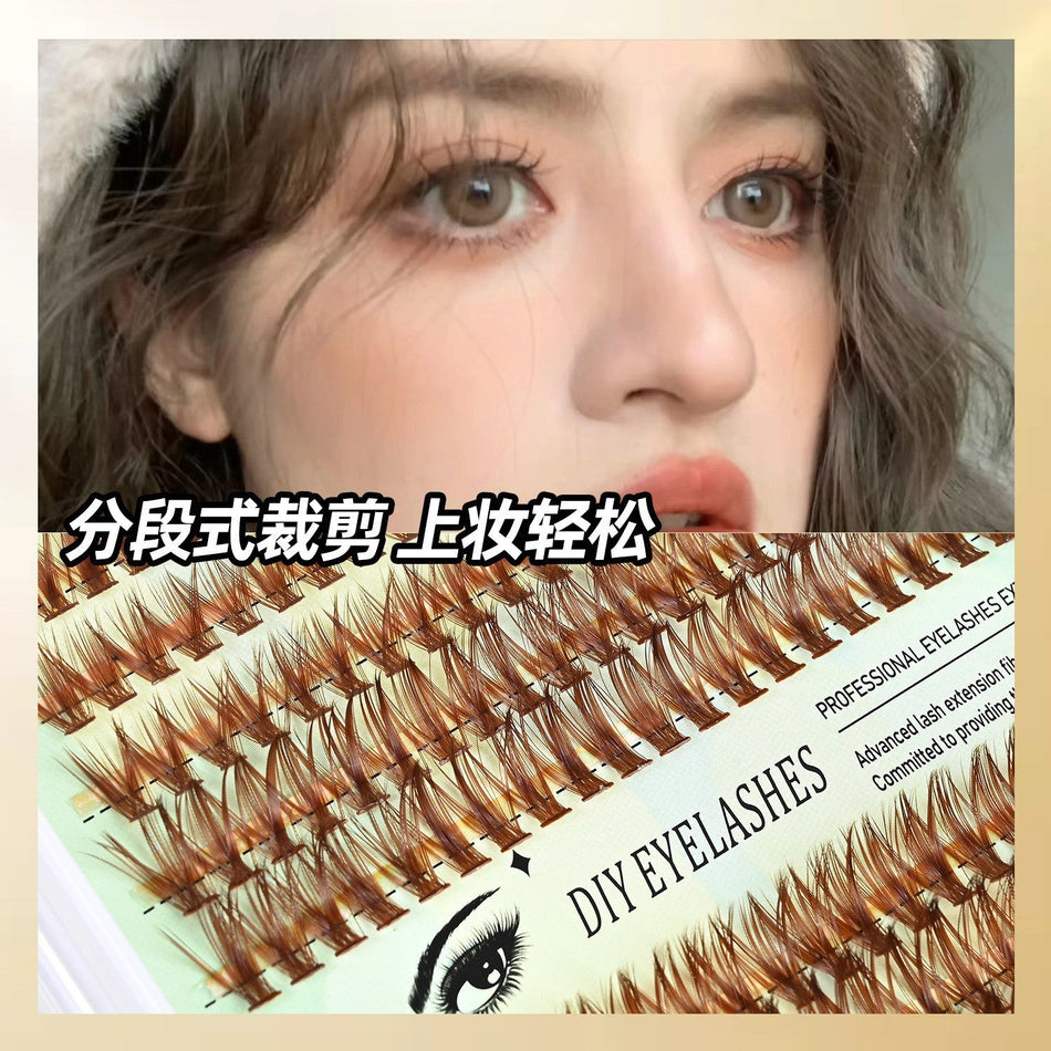 40P Light Brown Cluster False Eyelashes Soft Natural Set
