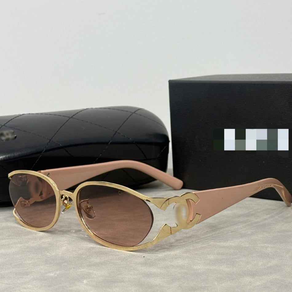 Luxury Oval Metal Sunglasses with UV400 Protection