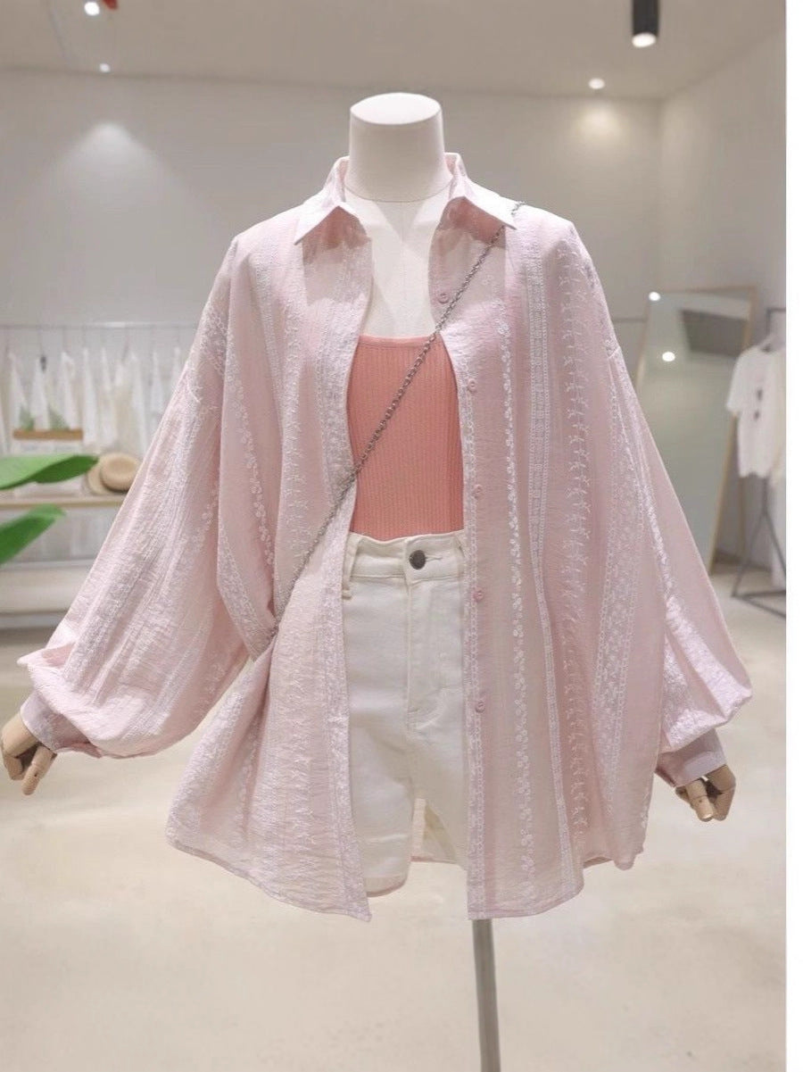 Women's Embroidered Lace Long Sleeve Sun Protection Shirt