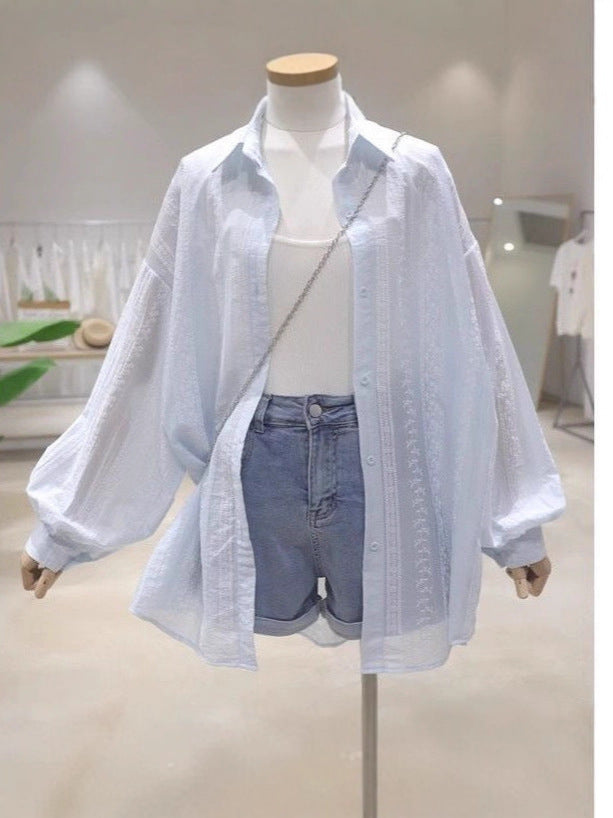 Women's Embroidered Lace Long Sleeve Sun Protection Shirt