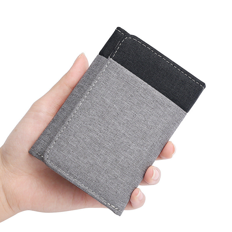 Men's Canvas Tri-Fold Wallet, Denim Style Contrast