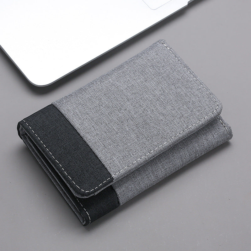 Men's Canvas Tri-Fold Wallet, Denim Style Contrast