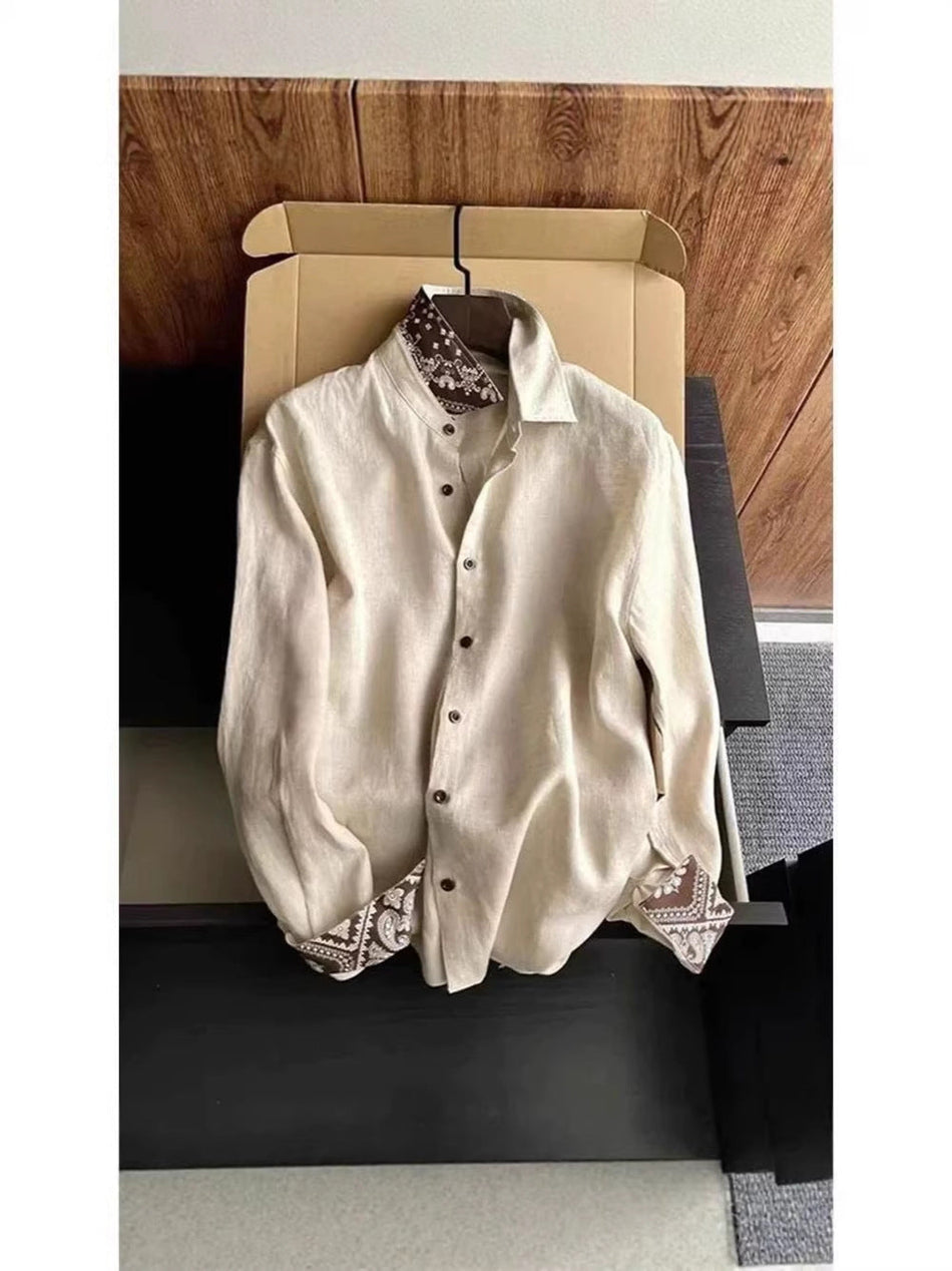 Women's Retro Paisley Long Sleeve Loose Vacation Shirt Jacket