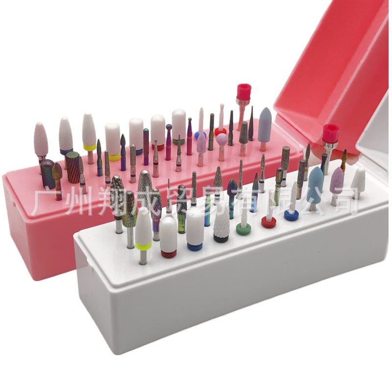 30-Hole Nail Drill Bit Storage Box & Grinding Head Set