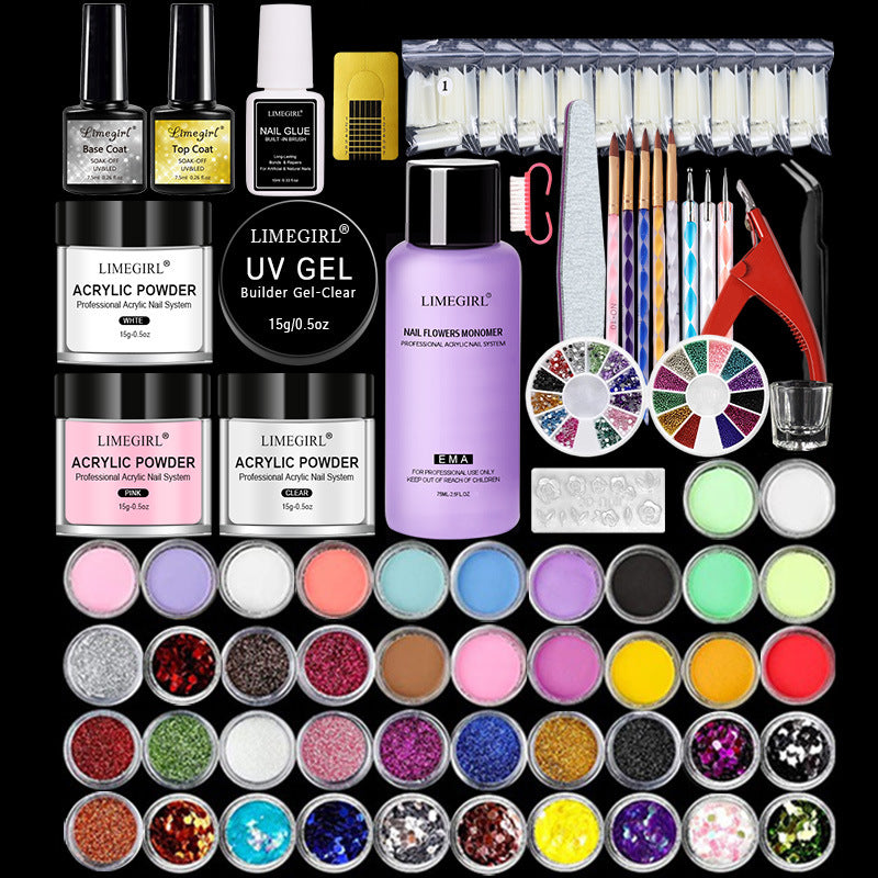 Complete Acrylic Nail Kit with 42 Colors & Gel Essentials
