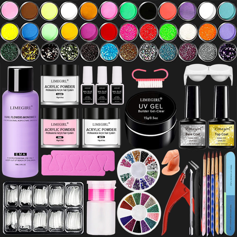 Complete Acrylic Nail Kit with 42 Colors & Gel Essentials