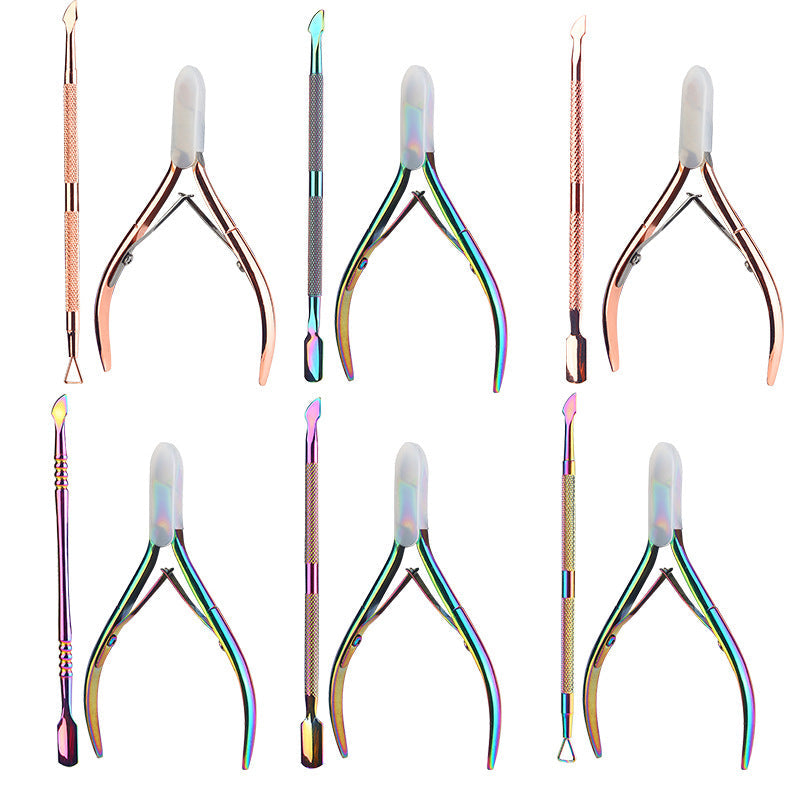 Stainless Steel Cuticle Scissors & Pusher Manicure Tool Set