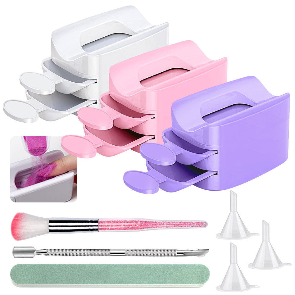 Nail Powder Recycling Box with Glitter & Powder Storage Set
