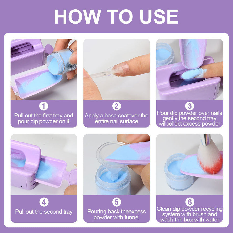 Nail Powder Recycling Box with Glitter & Powder Storage Set