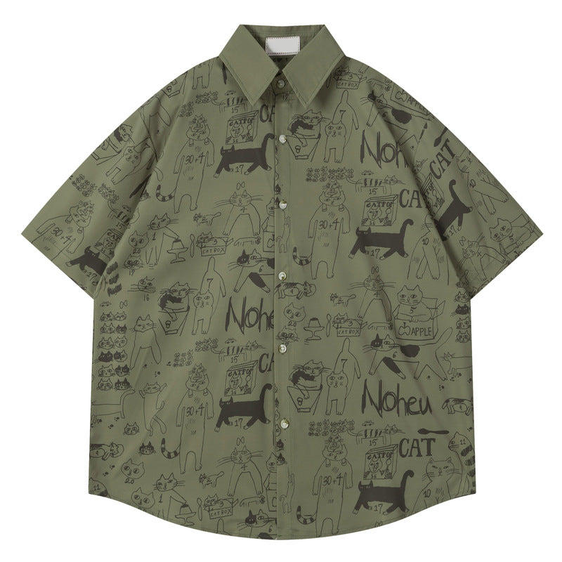 Unisex Cartoon Printed Short Sleeve Casual Summer Shirt