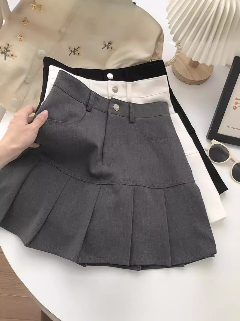 Women's High Waist Pleated A-Line JK Mini Skirt