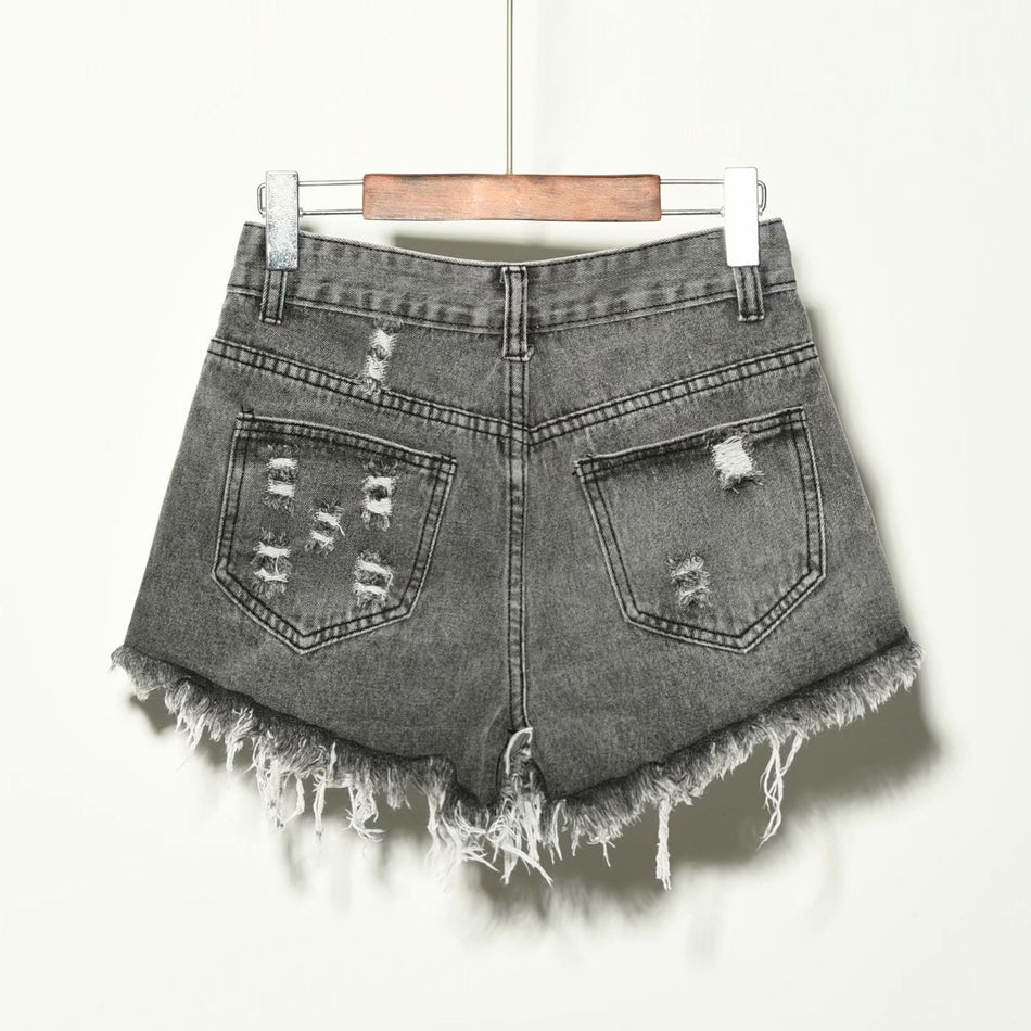 Women's Plus Size Ripped Denim Loose Fit Summer Shorts