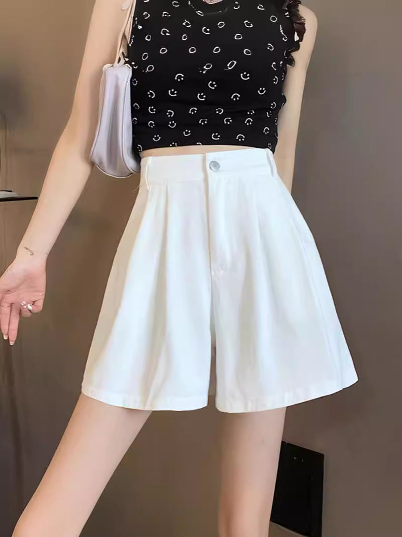 Women's High Waist Elastic Wide Leg Casual Summer Shorts
