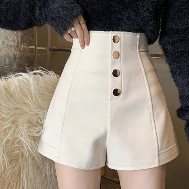 Women's Plus Size High Waist Wide Leg Black Casual Shorts