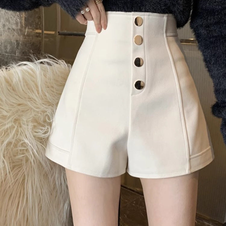 Women's Plus Size High Waist Wide Leg Black Casual Shorts