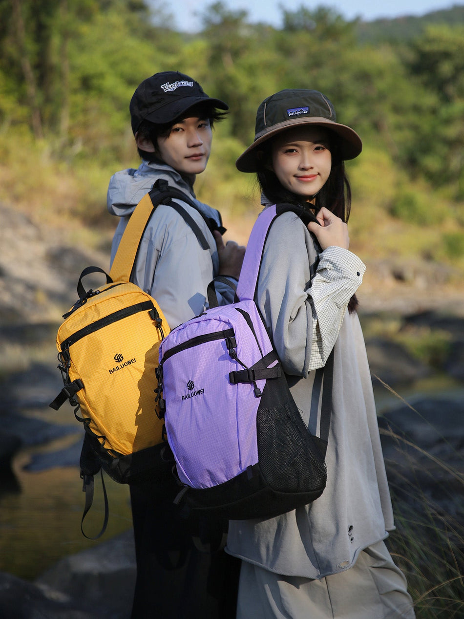 Unisex Nylon Hiking Backpack with Trekking Pole Attachment