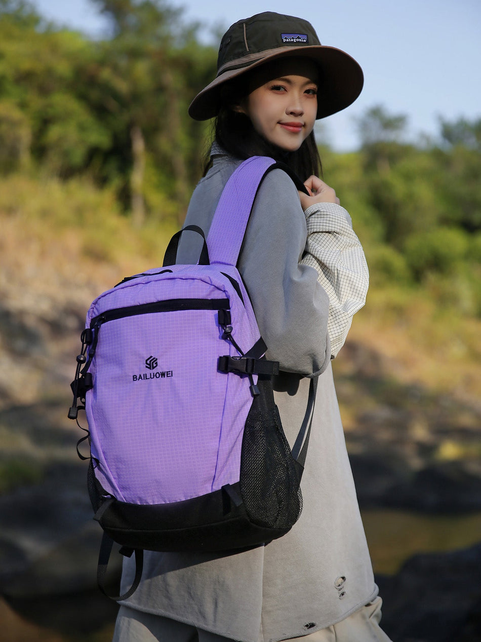 Unisex Nylon Hiking Backpack with Trekking Pole Attachment
