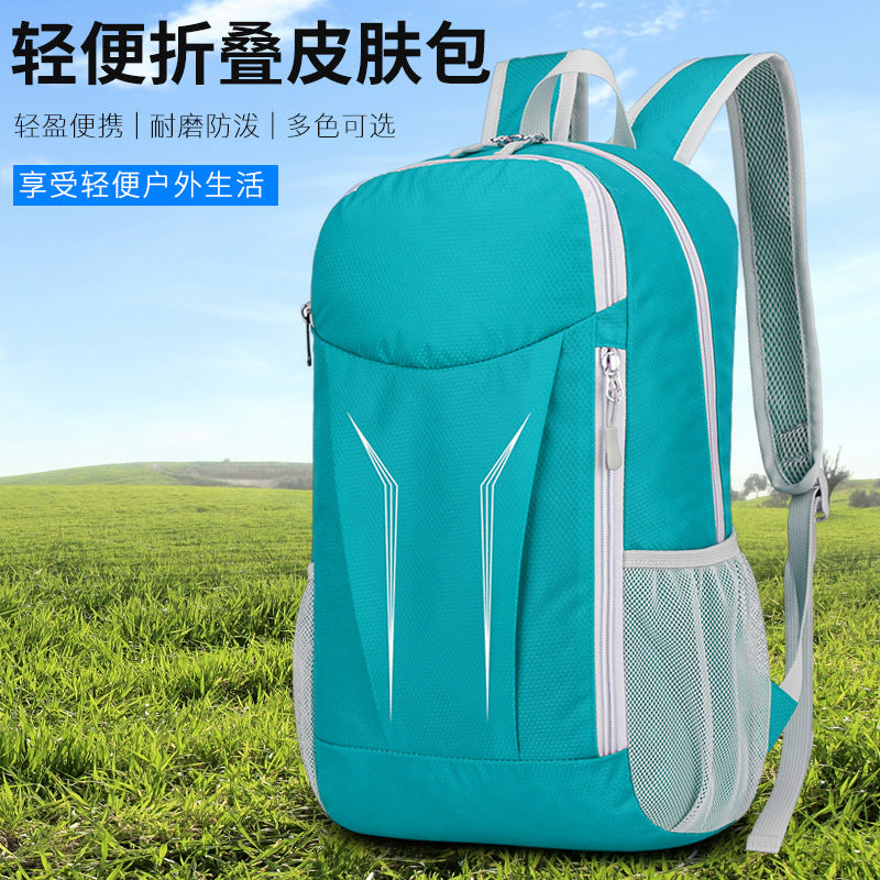 Neutral Nylon Foldable Hiking Backpack, Water-Repellent Design
